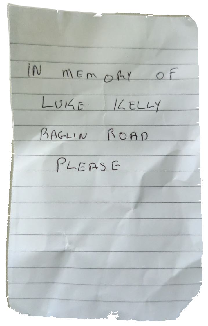 Request slip for Raglan Road Luke Kelly